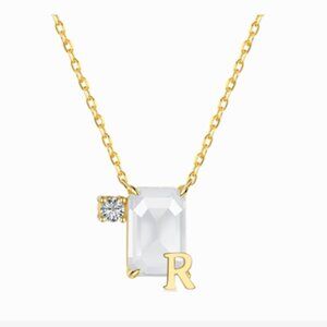 Luxurious necklace with 2 stone pendant-Letter "R"